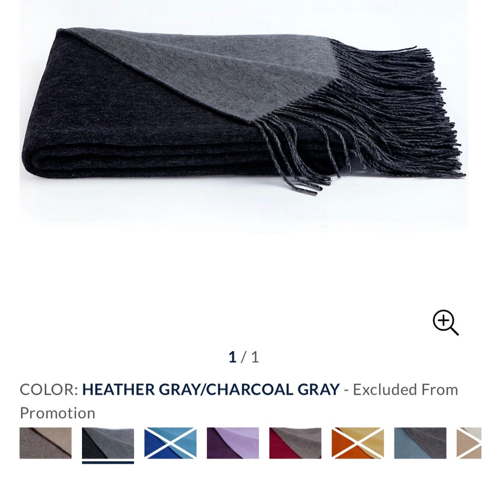 NWOT a & R Cashmere Throw Gray Reversible - Picture 8 of 8